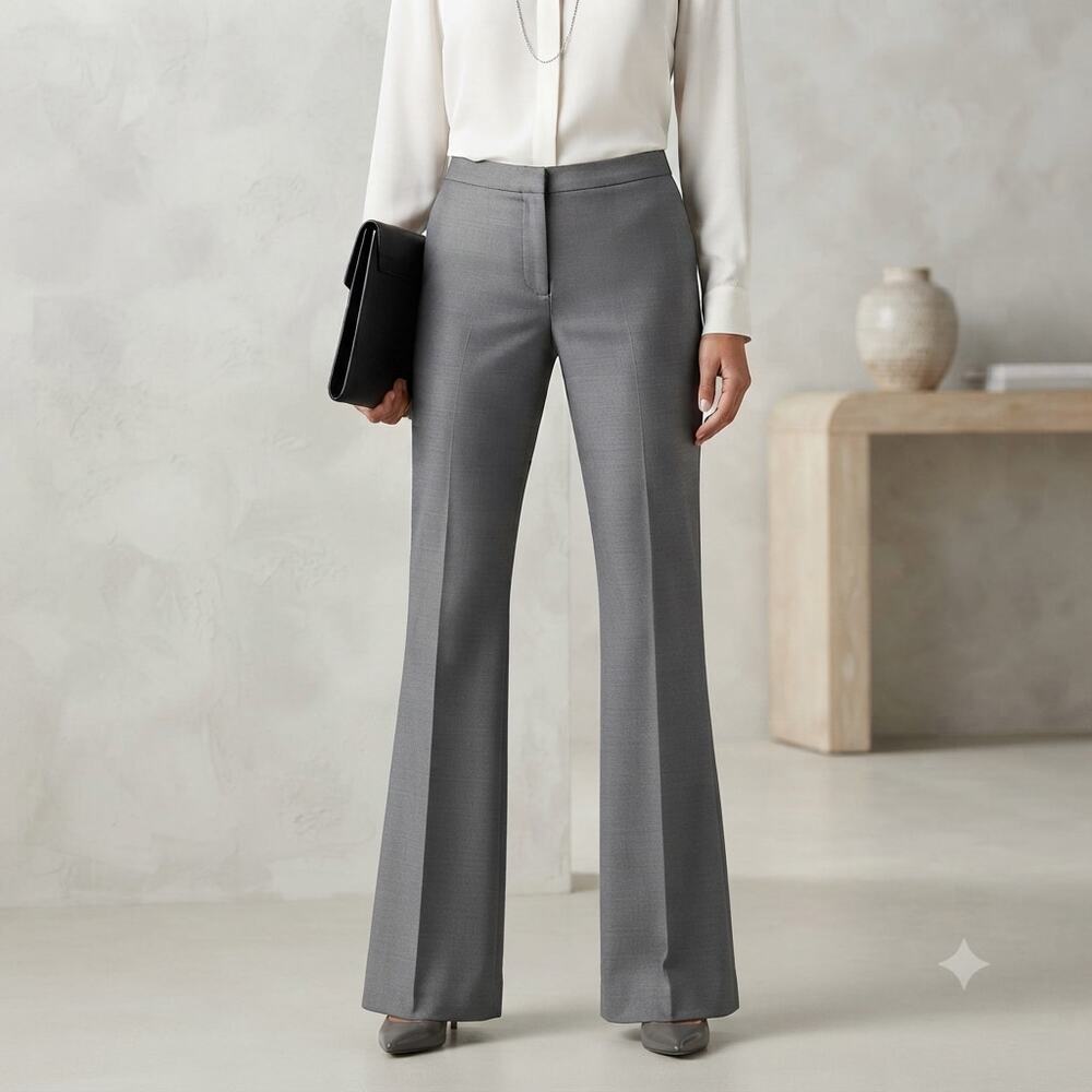 Alex Marie Classic Flat Front No Pockets Gray dress slacks Pants Career 4 Petite